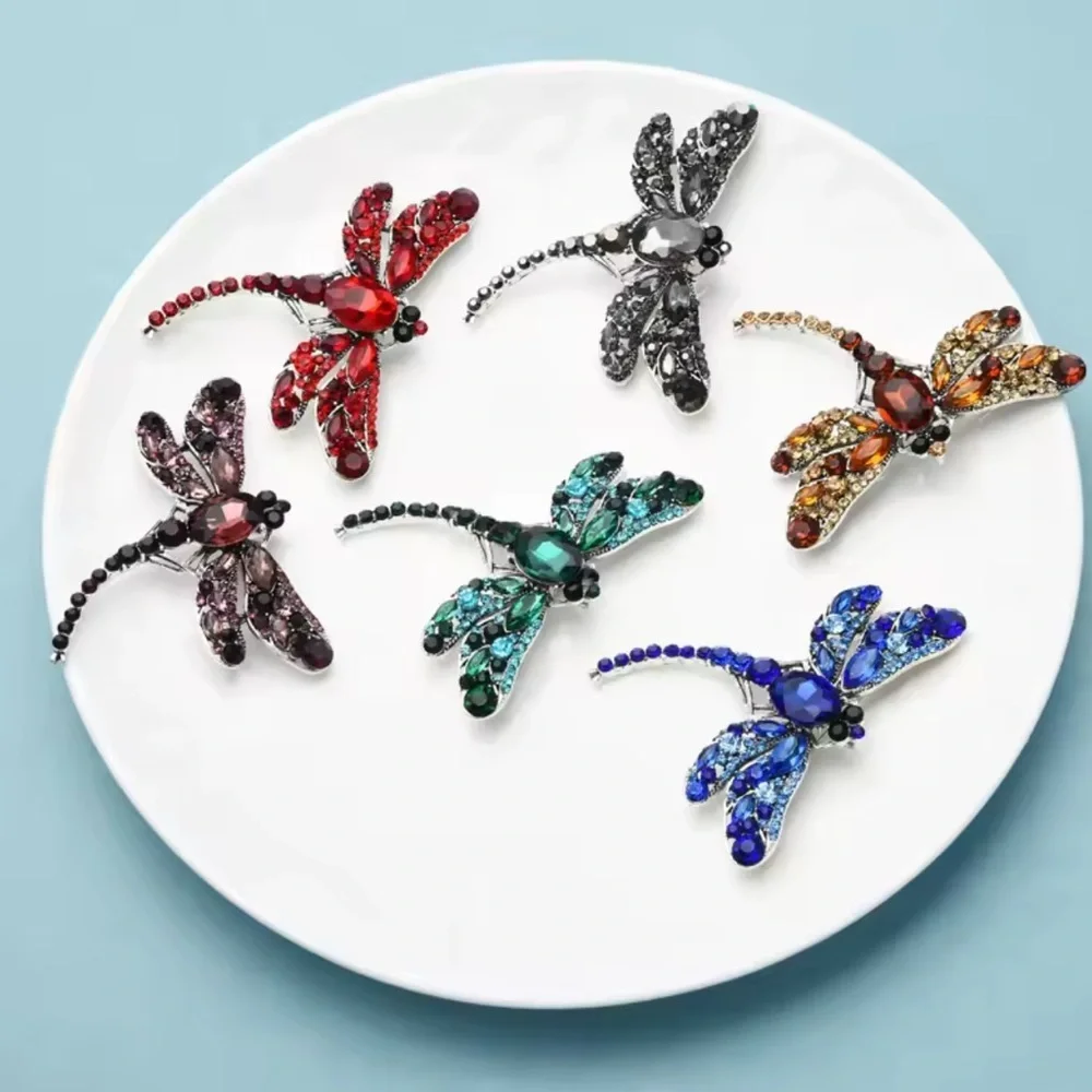 Sapphire Dragonfly Silver Brooch